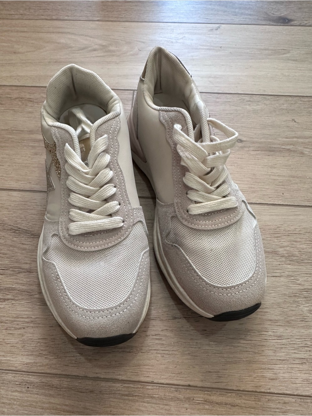 Vintage Havana Cream & Pink Glitter Star Sneakers - Picture 3 of 5